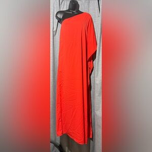 Elegant One Shoulder Orange Maxi Dress